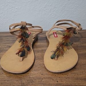 Women's Tan Feather Sandals